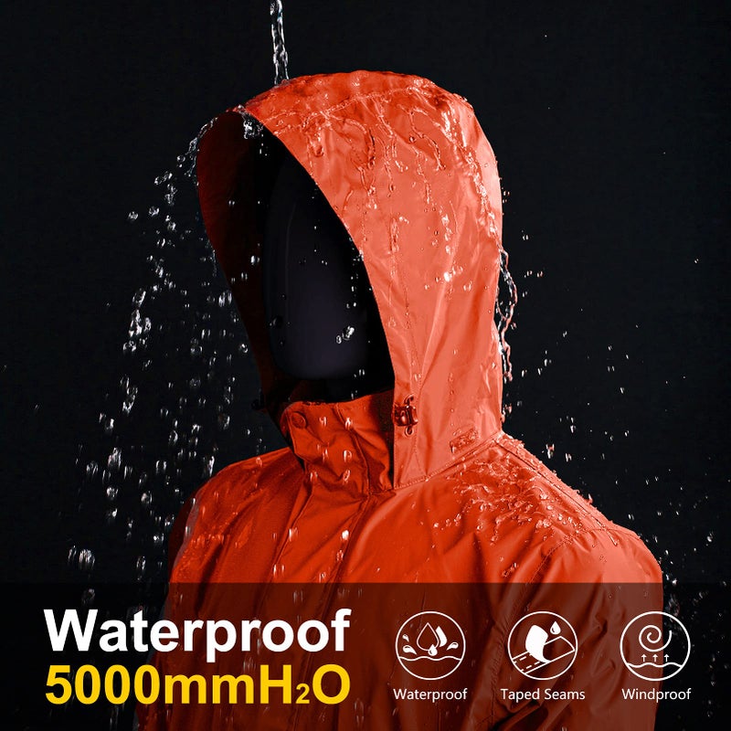 33,000ft Packable Rain Jacket Men's Lightweight Waterproof Rain Shell Jacket Raincoat with Hood for Golf Cycling Windbreaker - Image 2